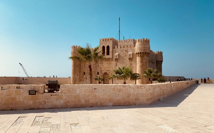 Citadel of Qaitbay at Alexandria, Khem/Egypt, occupying the historic site of the ancient Lighthouse of Alexandria; contemporary photograph, not the recovered ring.