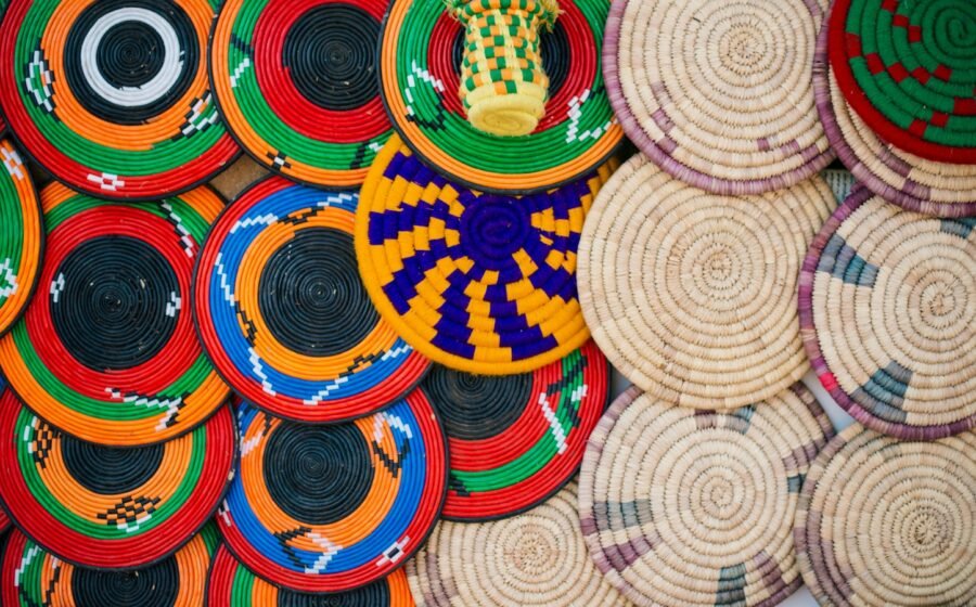 Illustrative cultural artwork in a heritage setting, not a Uganda site
