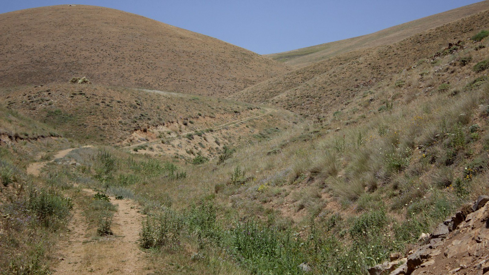 Dry hills with sparse vegetation illustrating California wildfire risk; not live conditions in Santa Monica Mountains