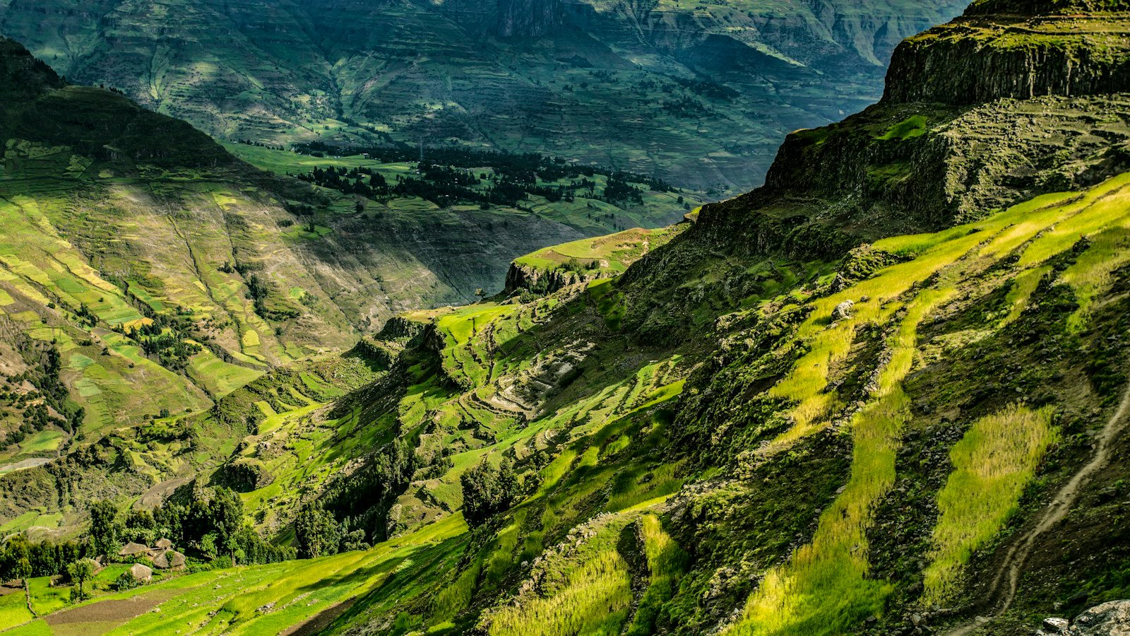 Mountain landscape in Ethiopia photographed on a journey toward Abune Yosef; illustrative photograph.