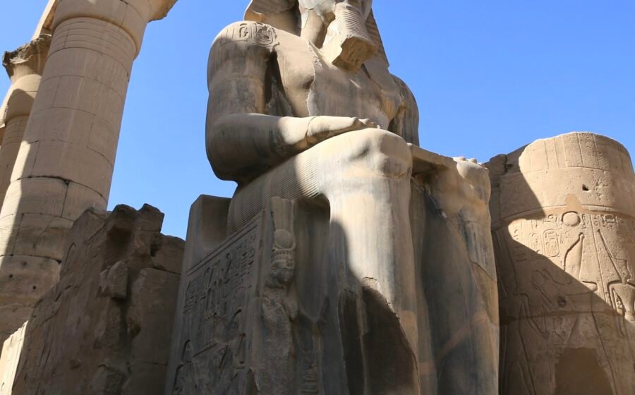 Historic Egyptian temple architecture in Luxor, illustrating archaeological heritage; not the newly excavated Ramesses II fragments