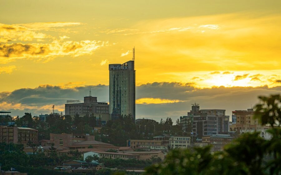 City view of Kigali, Rwanda; contextual photograph, not the planned Formula 1 circuit.