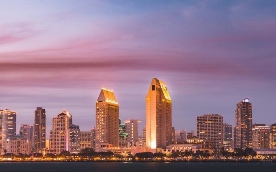 San Diego skyline beside the waterfront, illustrating the city hosting California's ShakeOut event