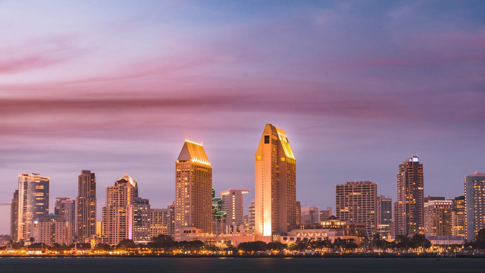San Diego skyline beside the waterfront, illustrating the city hosting California's ShakeOut event